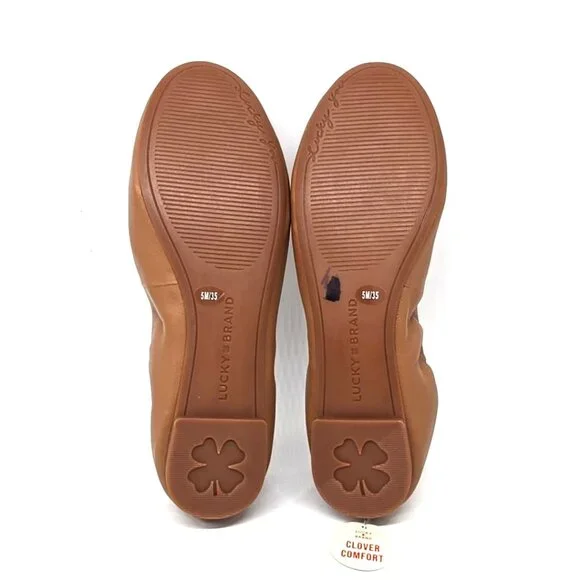 Lucky Brand Emmie Lou Ballet Flats Slip on Tan Leather Shoes Women's Size 5M - Picture 11 of 12
